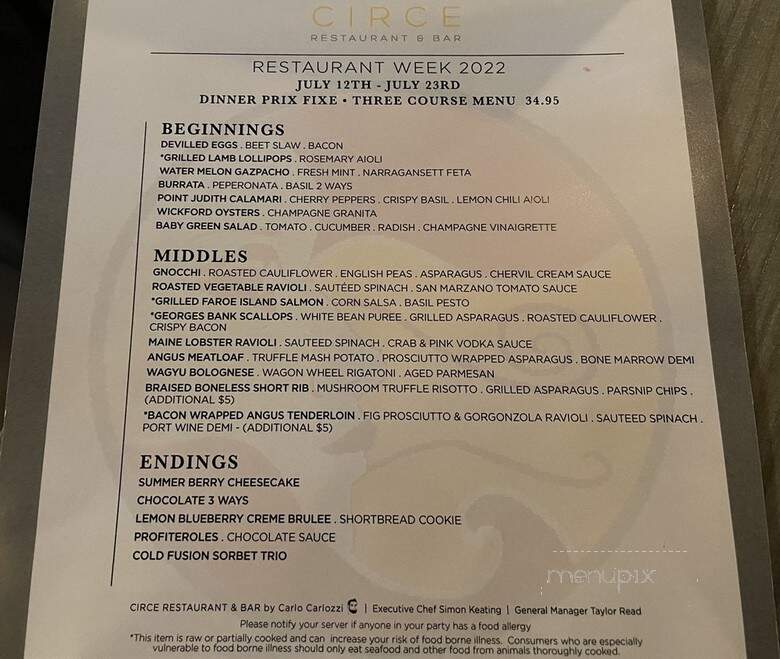Circe - Providence, RI menu_pic