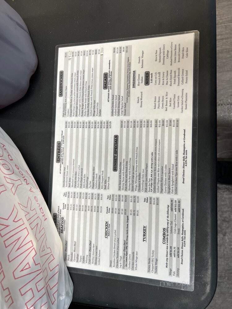 Sunset Seafood and Soul - Charlotte, NC menu_pic