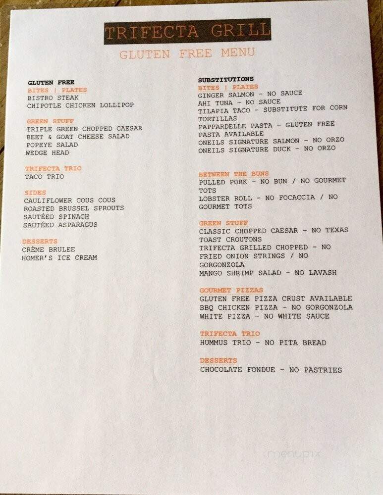 Trifecta Grill - Winnetka, IL menu_pic