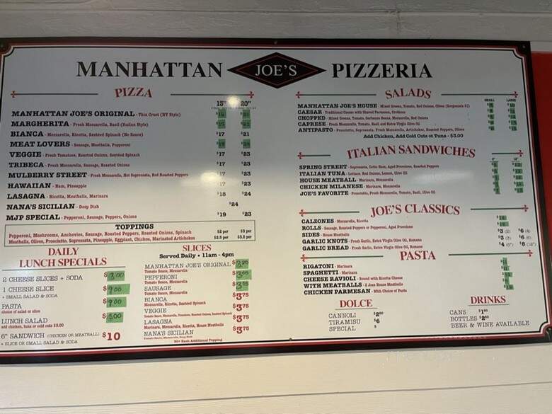 Manhattan Joe's Pizzeria - Boca Raton, FL menu_pic