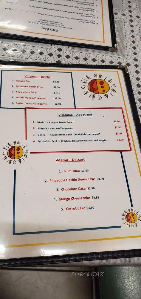 Safari Njema Restaurant - Seattle, WA menu_pic