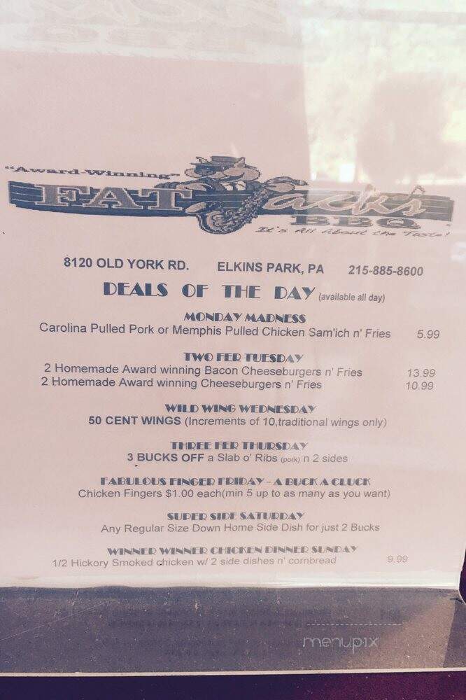 Fat Jack's BBQ - Jenkintown, PA menu_pic