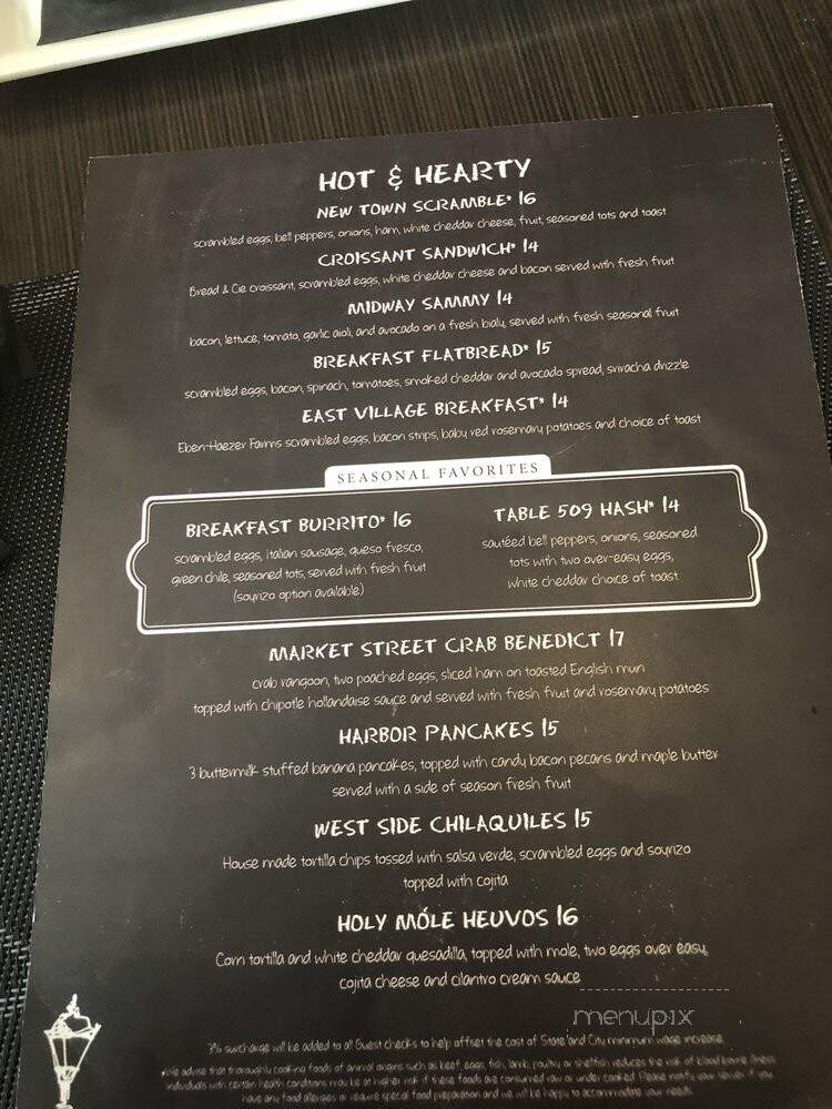 Table 509 - San Diego, CA menu_pic
