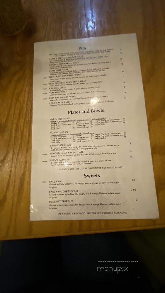 Gypsy Queen - Asheville, NC menu_pic