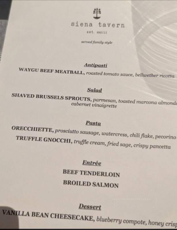 Siena Tavern - Chicago, IL menu_pic