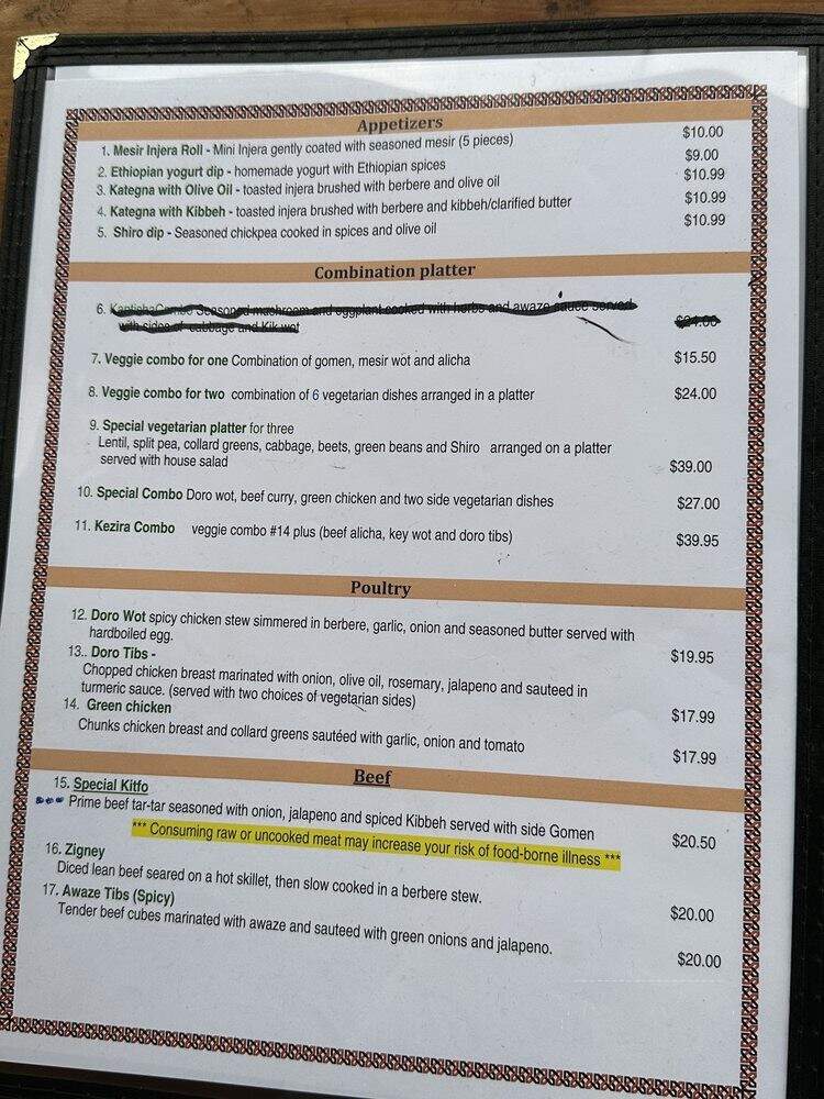 Kezira Cafe and Restaurant - Seattle, WA menu_pic