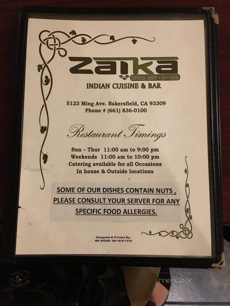 Zaika Indian Cuisine - Bakersfield, CA