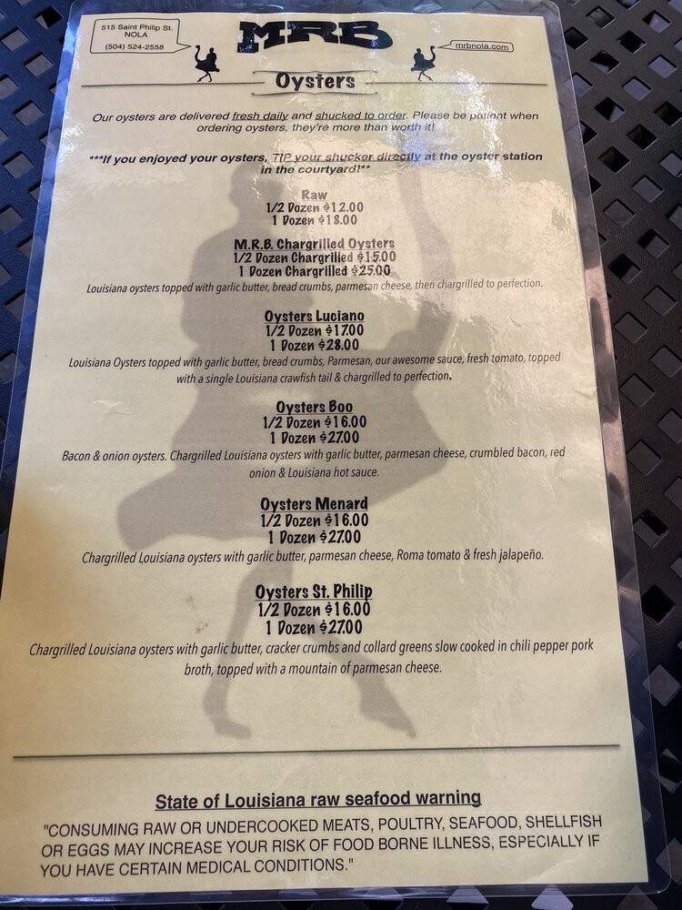 Yo's at MRB's - New Orleans, LA menu_pic