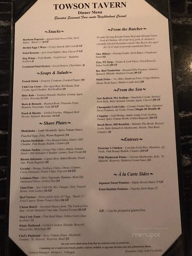 Towson Tavern - Towson, MD menu_pic