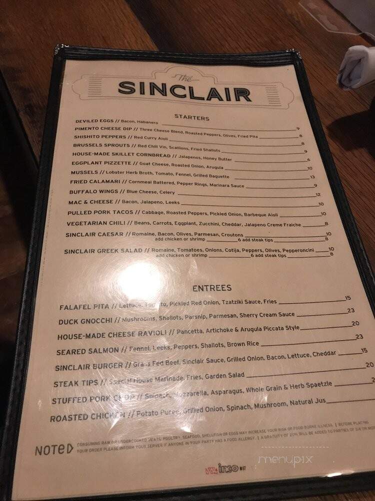 The Sinclair - Cambridge, MA menu_pic