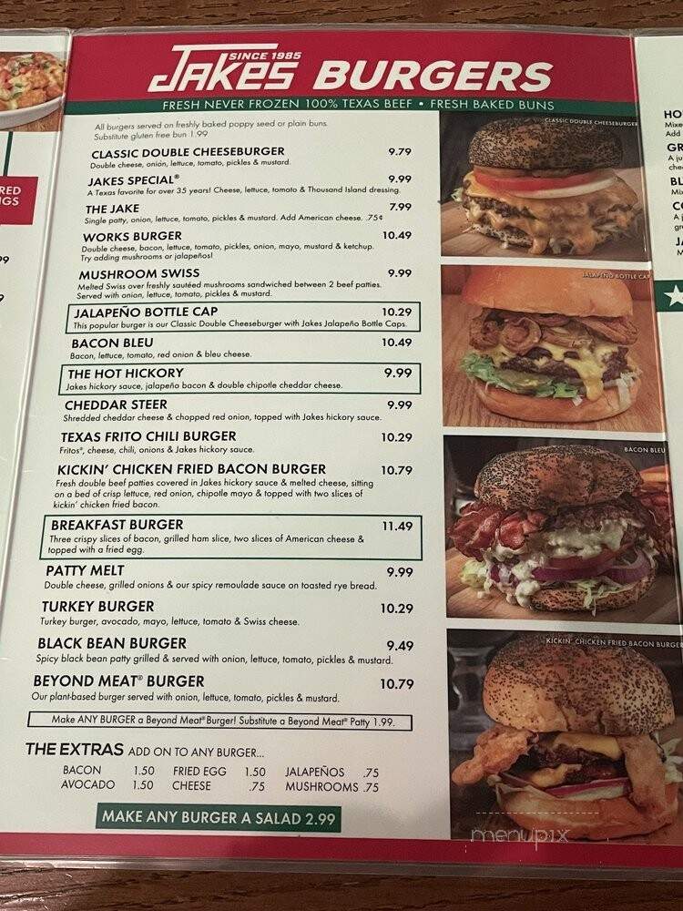 Jake's Burgers - Grapevine, TX menu_pic