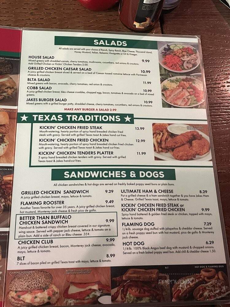 Jake's Burgers - Grapevine, TX menu_pic