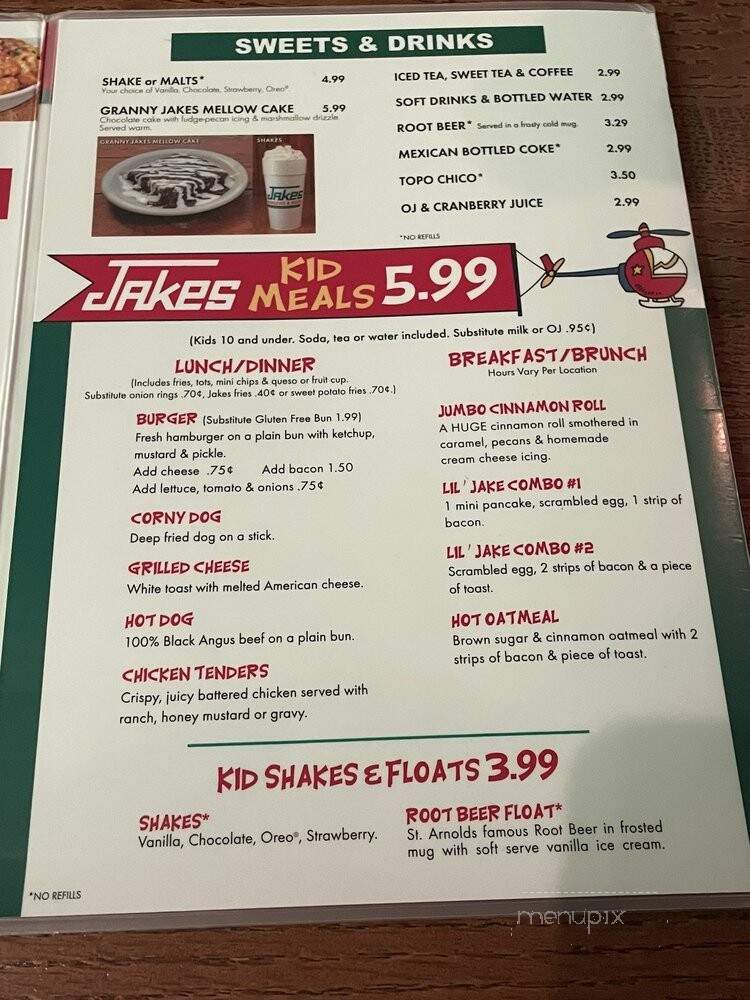 Jake's Burgers - Grapevine, TX menu_pic