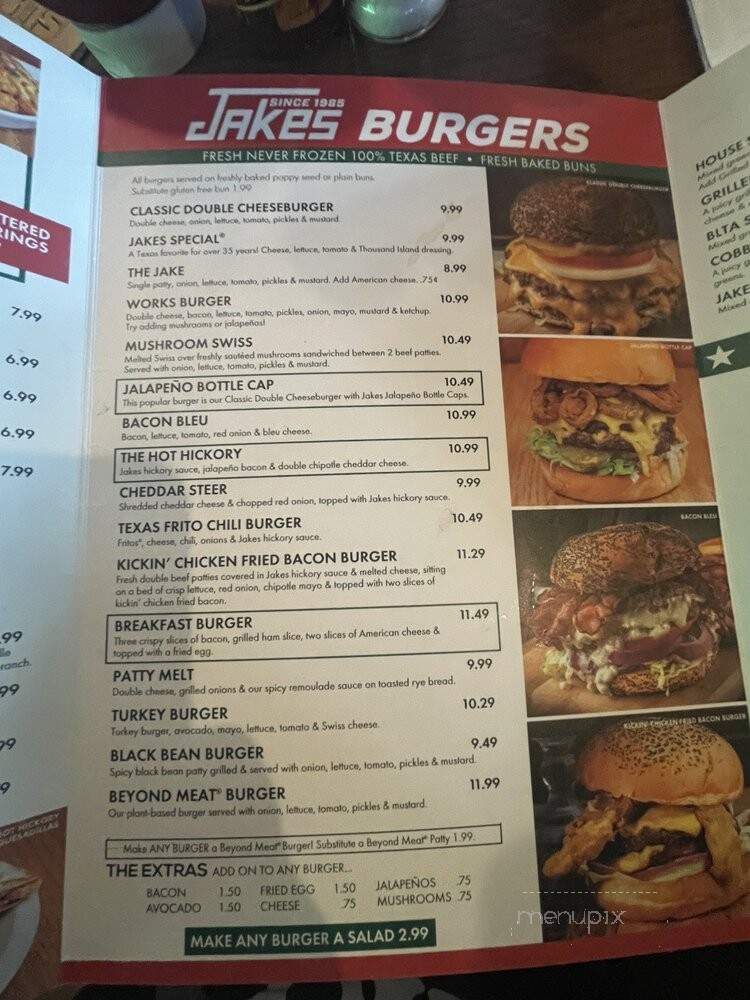 Jake's Burgers - Grapevine, TX menu_pic