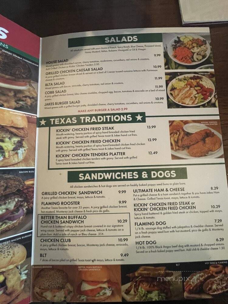 Jake's Burgers - Grapevine, TX menu_pic
