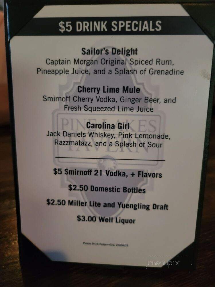 Pine Lakes Tavern - Myrtle Beach, SC menu_pic