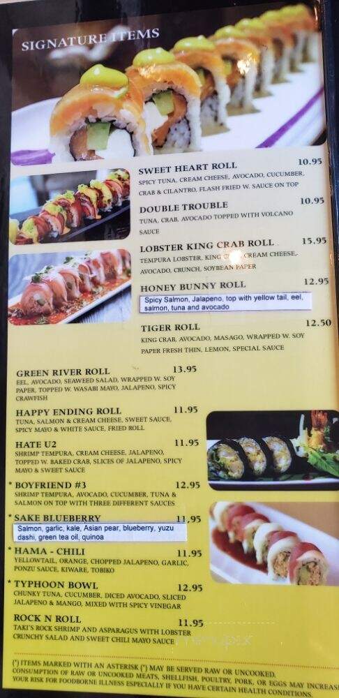 Taki Japanese Sushi & Hibachi Restaurant - Dacula, GA menu_pic