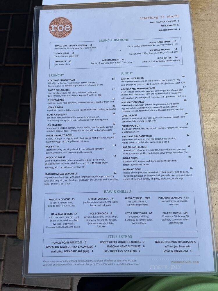 Roe. Restaurant Fish Market - Long Beach, CA menu_pic