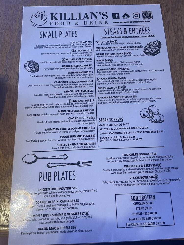 Killian's Tavern - Spearfish, SD menu_pic