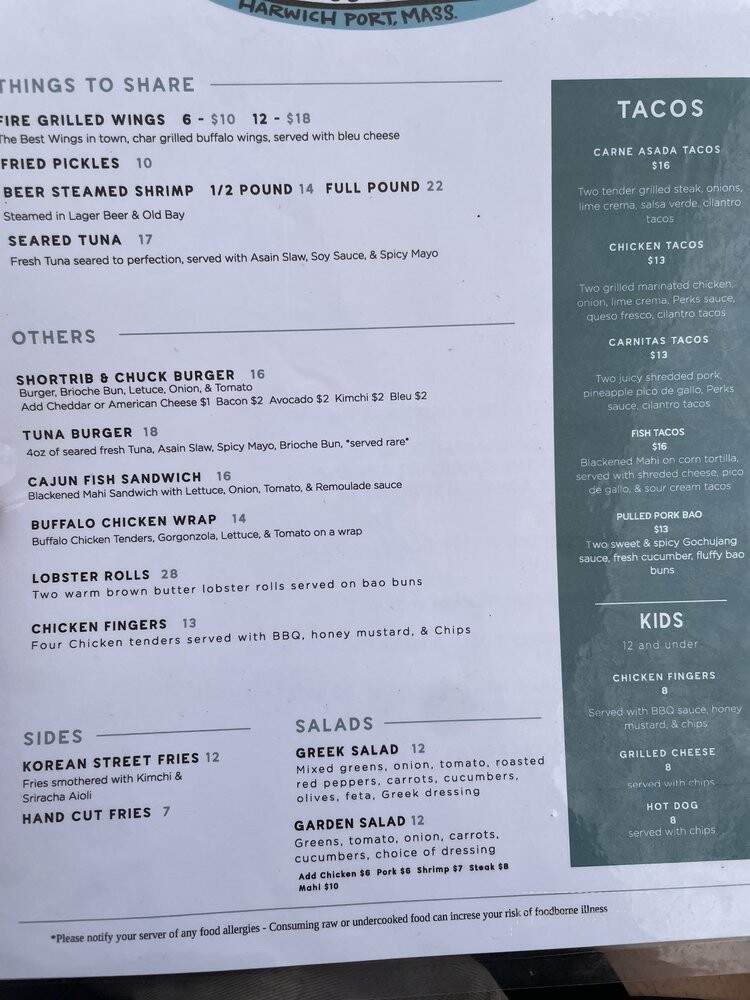 Perks - Harwich, MA menu_pic