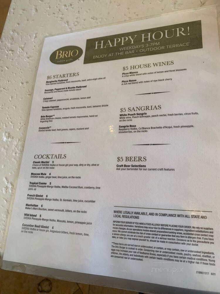 Brio Tuscan Grille - West Palm Beach, FL menu_pic