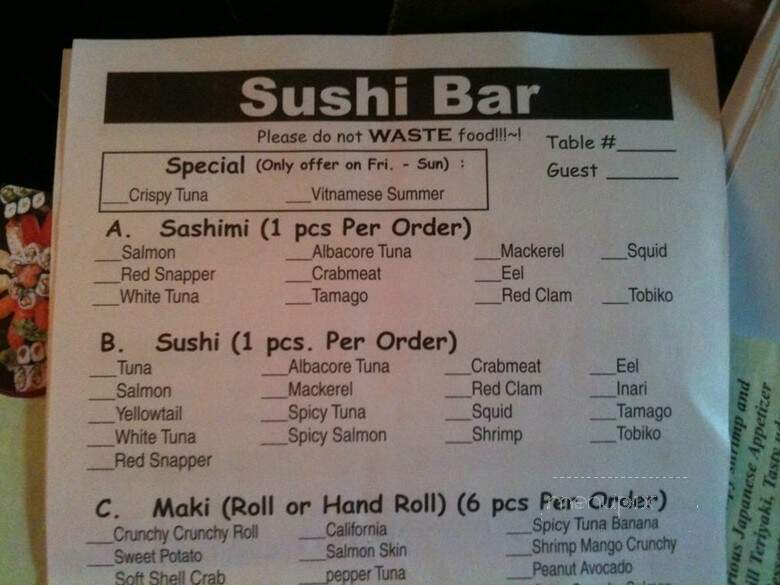 Sushi Time 560 - Bethpage, NY menu_pic