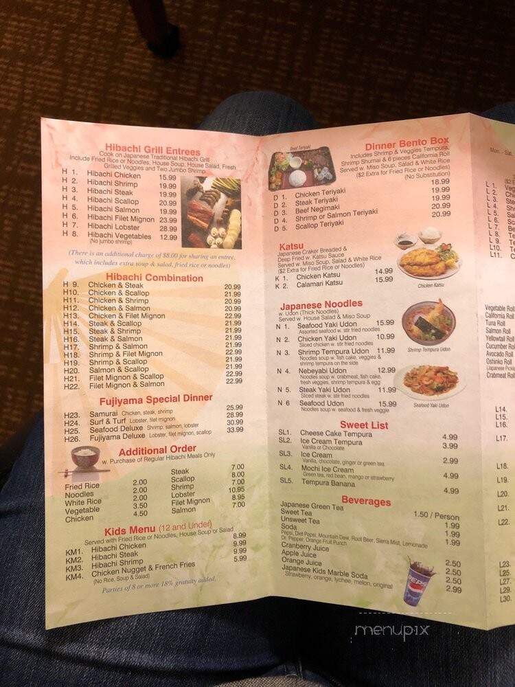 Fujiyama - Charleston, WV menu_pic