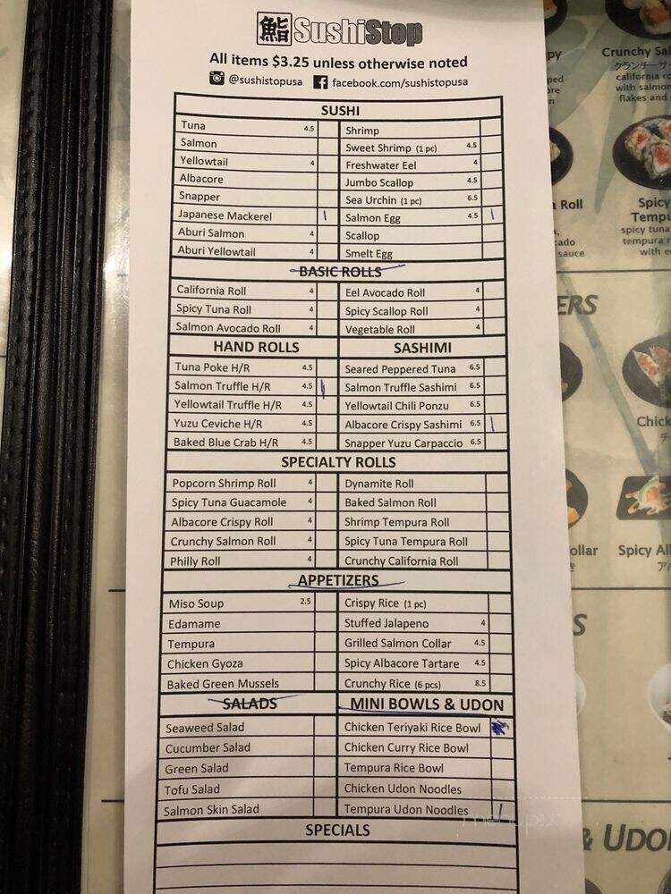 Sushi Stop - Los Angeles, CA menu_pic
