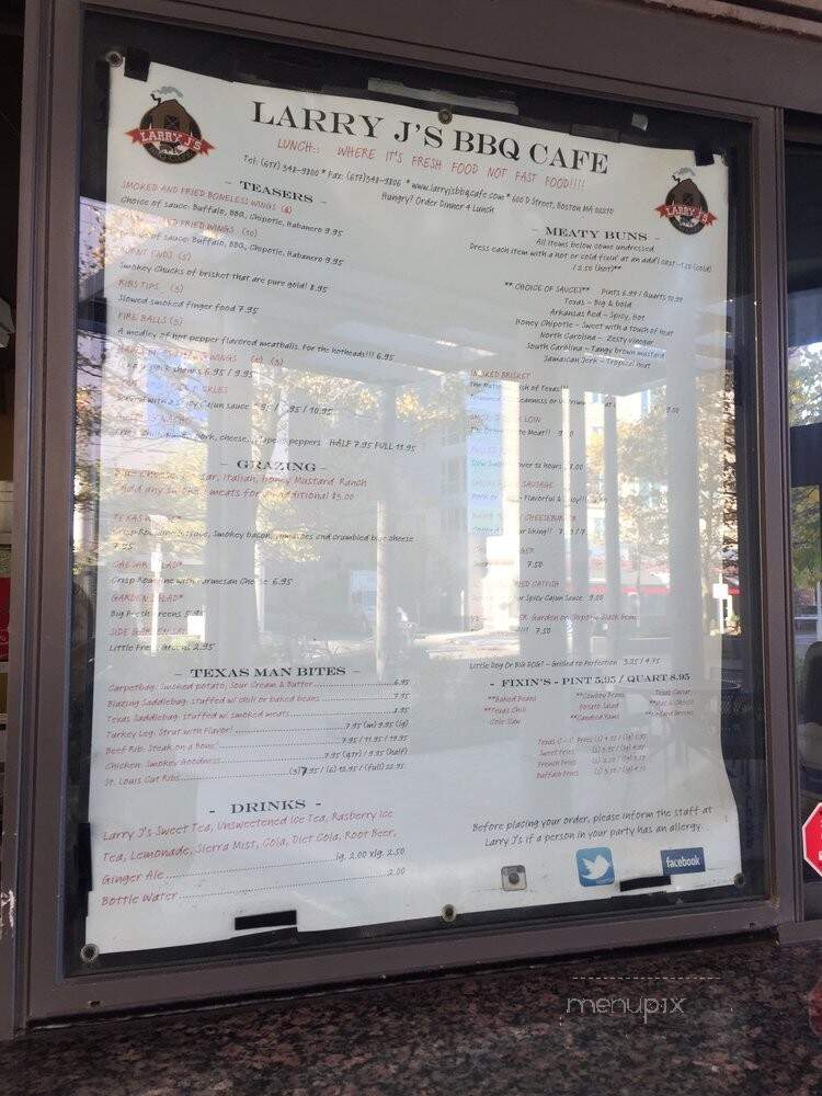 Larry J's BBQ Cafe - Boston, MA menu_pic