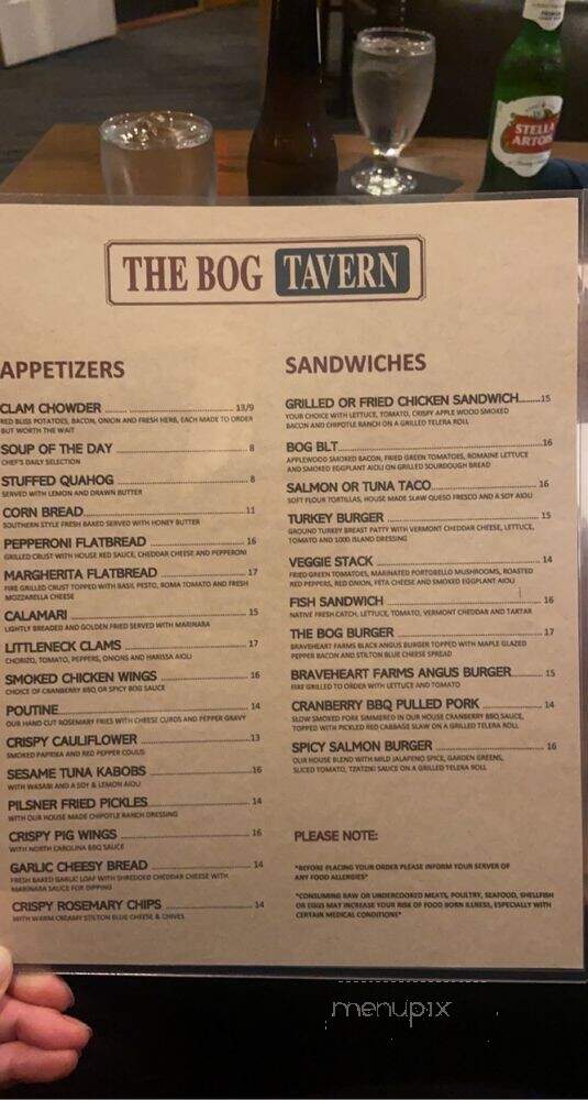 The Bog - Pocasset, MA menu_pic