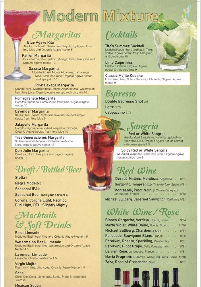 Modern Mixture - Rehoboth Beach, DE menu_pic