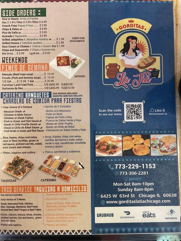 Gorditas la Tia - Chicago, IL menu_pic