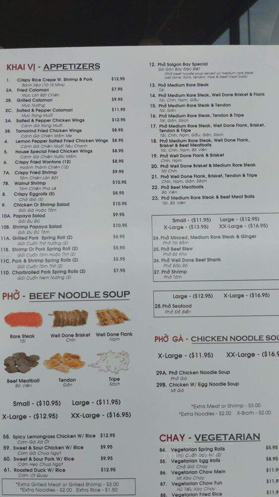 Pho Saigon Bay - Sacramento, CA menu_pic