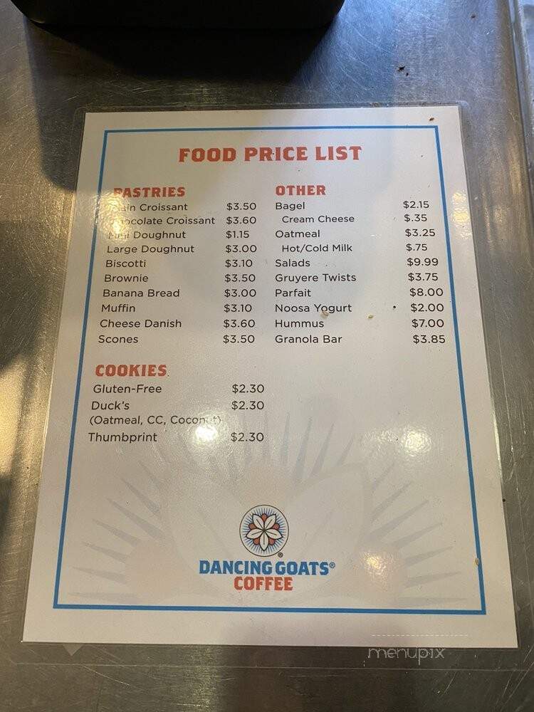 Dancing Goats Coffee Bar - Atlanta, GA menu_pic