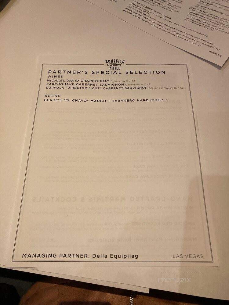 Bonefish Grill - Las Vegas, NV menu_pic
