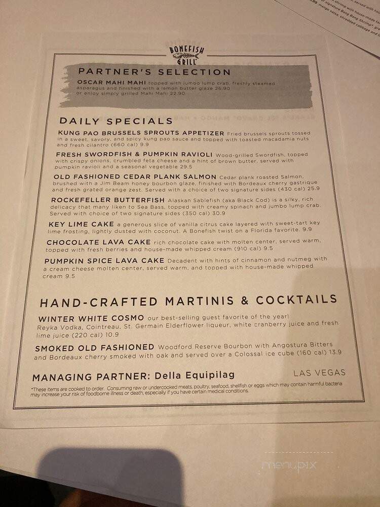 Bonefish Grill - Las Vegas, NV menu_pic