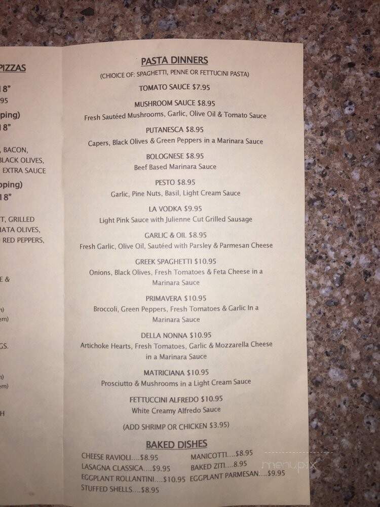 Sal's Pizzeria Pasta House - Sarasota, FL menu_pic