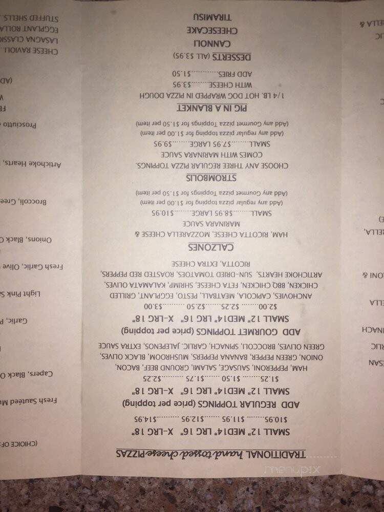 Sal's Pizzeria Pasta House - Sarasota, FL menu_pic
