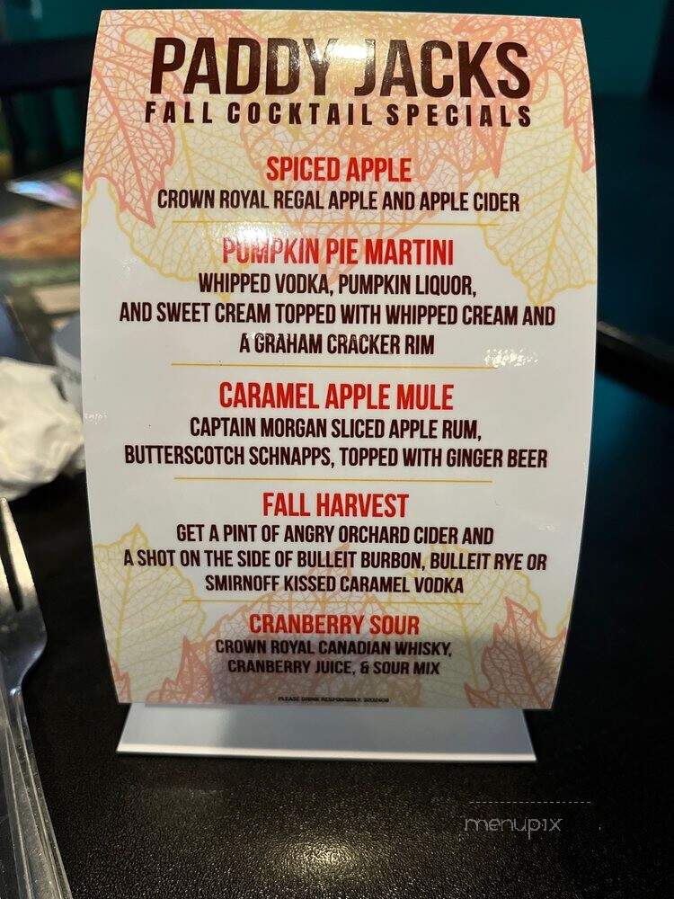 Paddy Jack's - Toledo, OH menu_pic