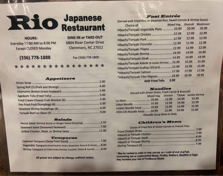 Shiki 9 - Clemmons, NC menu_pic