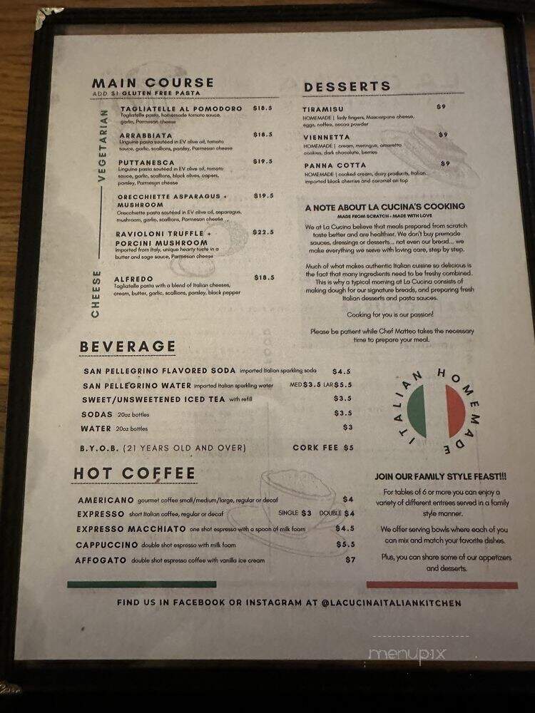 La Cucina Italian Kitchen - Birmingham, AL menu_pic