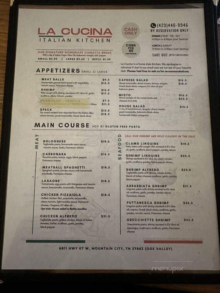 La Cucina Italian Kitchen - Birmingham, AL menu_pic