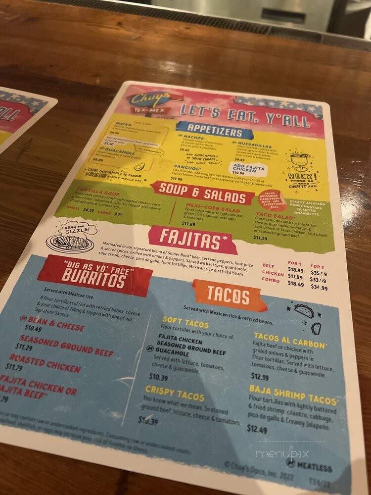 Chuy's - Florence, KY menu_pic