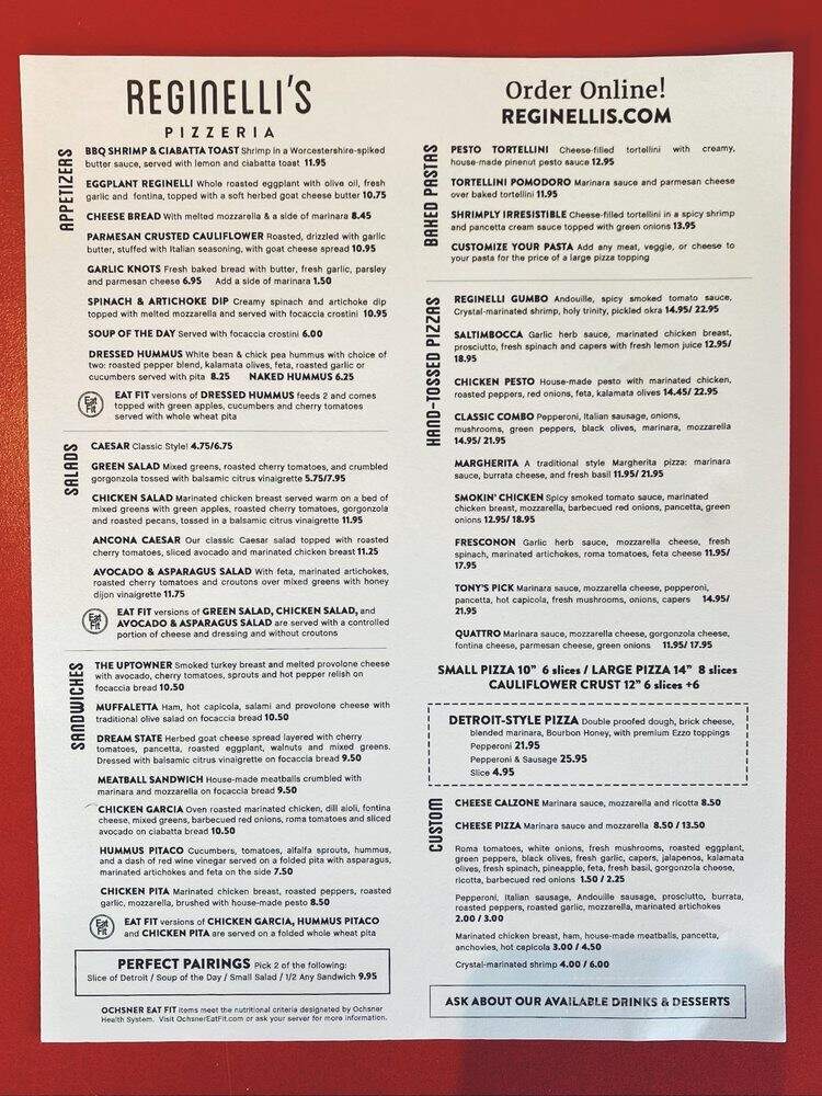 Reginelli's Pizzeria - Baton Rouge, LA menu_pic