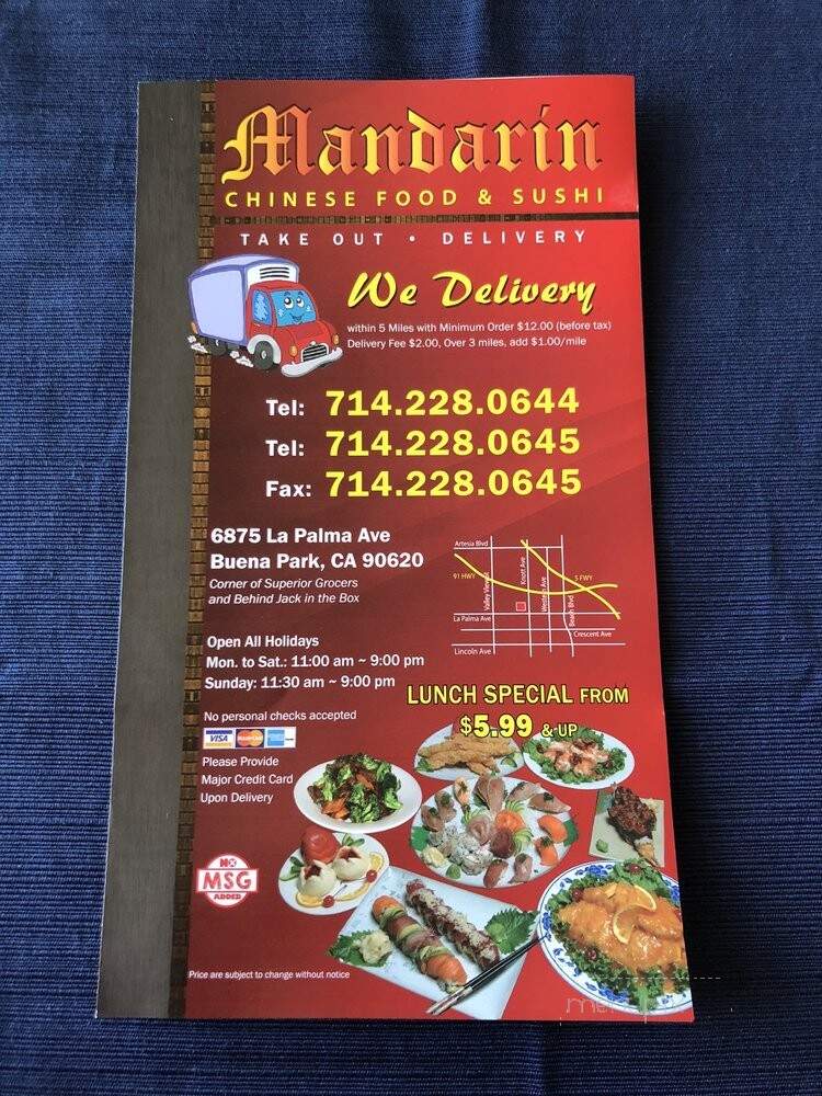Mandarin Chinese Restaurant - Buena Park, CA menu_pic