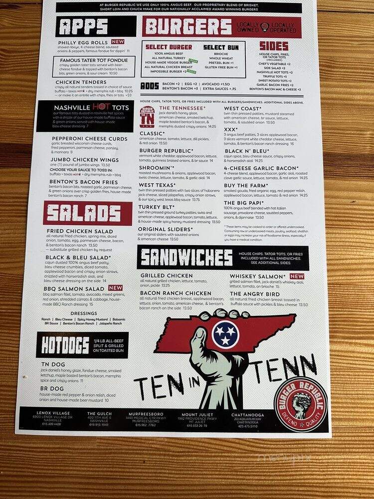 Burger Republic - Nashville, TN menu_pic