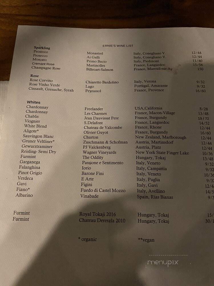 Ernie's Wine Bar + Eats - Bronxville, NY menu_pic