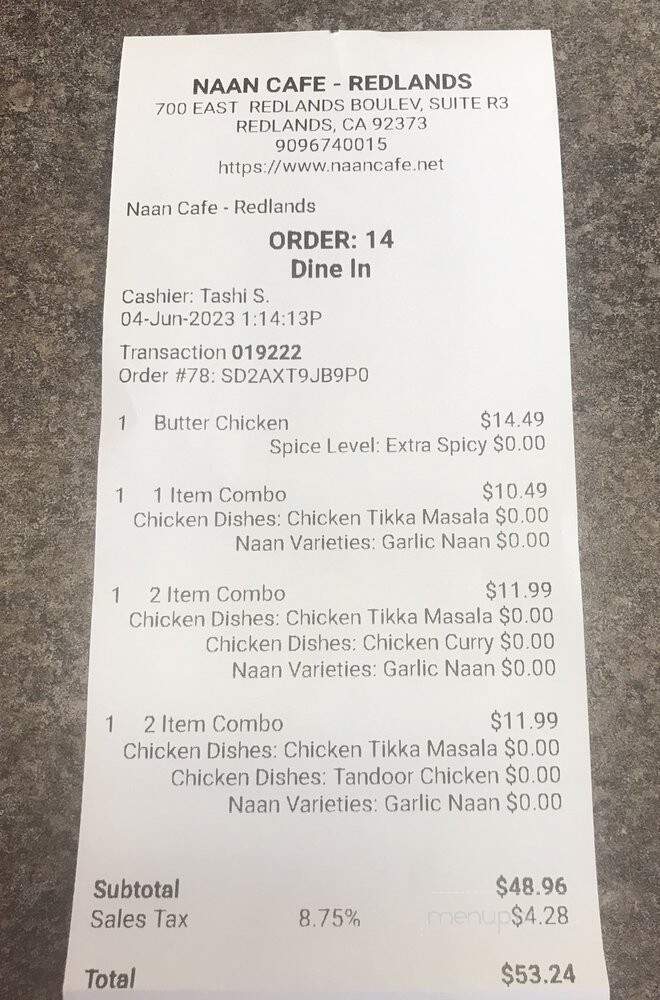 Naan Cafe - Redlands, CA menu_pic