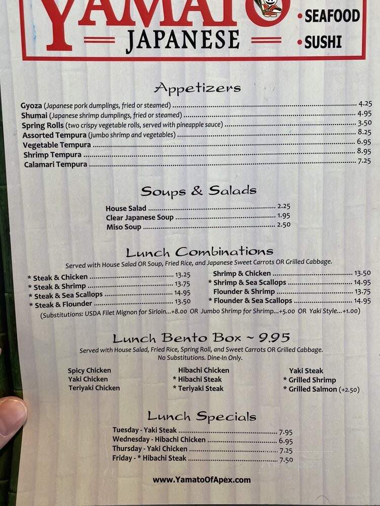 Yamato of Apex - Apex, NC menu_pic