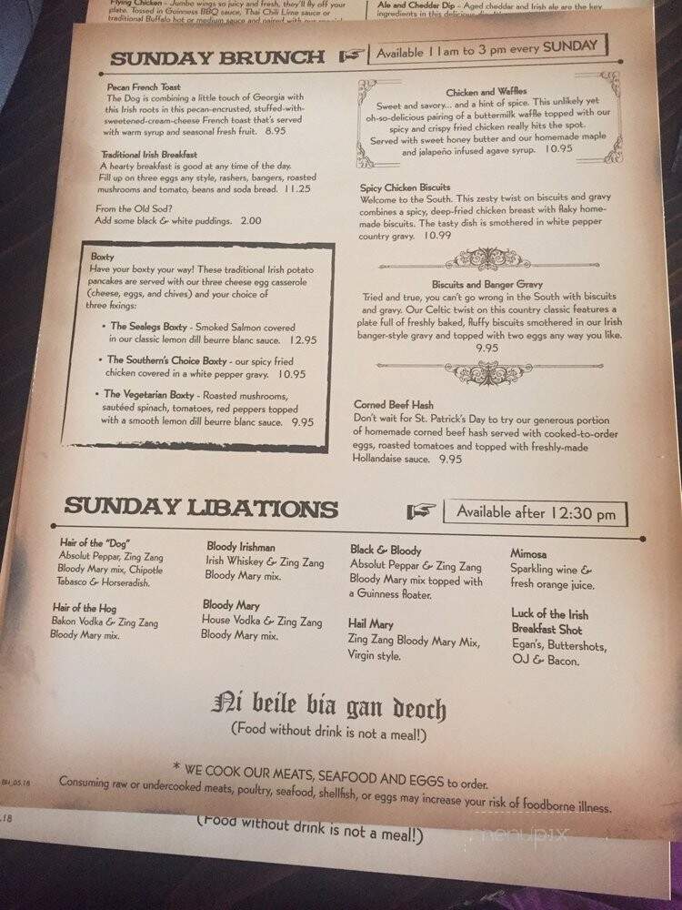Olde Blind Dog Irish Pub - Atlanta, GA menu_pic